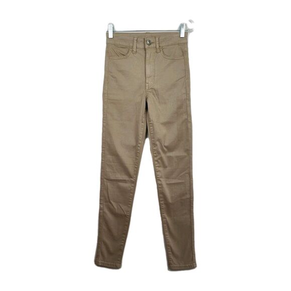 American Eagle super hi-rise jeggings women's size 00 short khaki super stretch - Picture 1 of 11